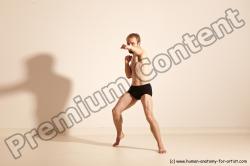 Underwear Martial art Man White Moving poses Slim Short Blond Dynamic poses Academic